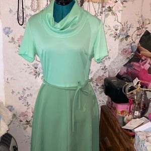 Foam green color. Vintage. NPC Fashions. Zippered back with waist tie.